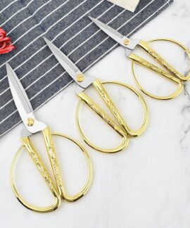 Kéo Long Phụng inox 2CR13 cán vàng 3 cỡ – kéo may vá, cắt giấy văn phòng