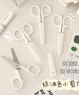 Kéo nhỏ màu kem ins đầu tròn – kéo an toàn cho bé 4 gói
