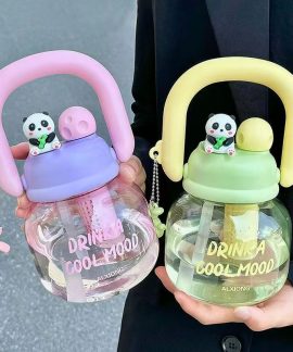 Bình nước quai xách gấu trúc 800ml 4 màu