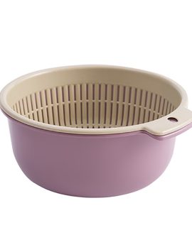 Rổ rá 2 lớp thoát nước 3 màu 3 cỡ rửa rau củ nhà bếp