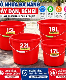 Xô nhựa HDPE màu đỏ cỡ 40#–50#